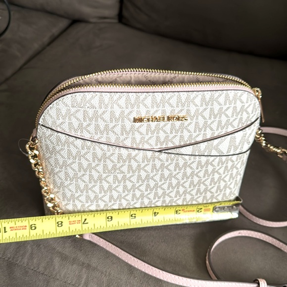 MICHAEL KORS Pink Blush & Nude Monogram Cross Body Bag /Purse. NEW - Picture 6 of 8